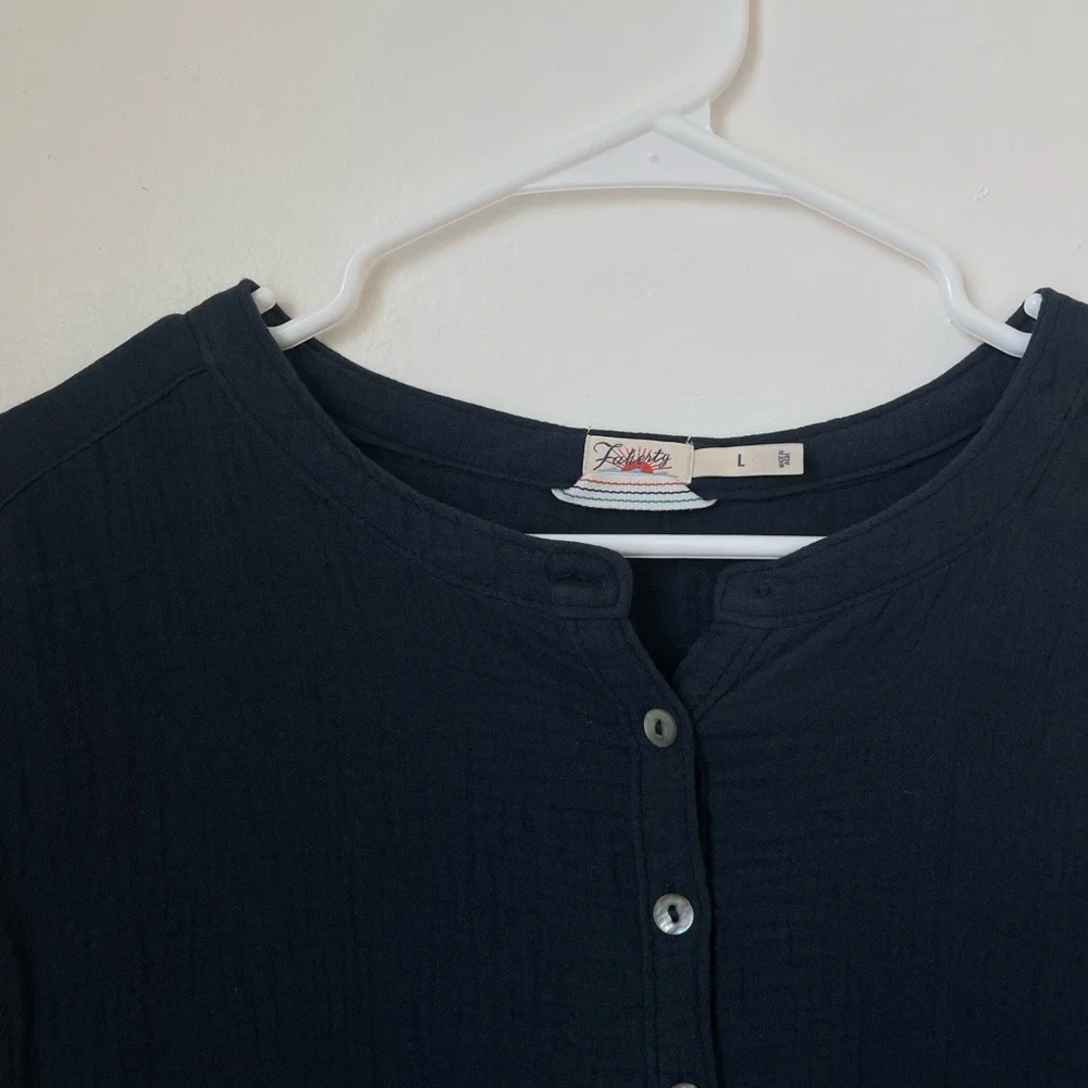 Navy blue cotton gauze top - Picture 2 of 7
